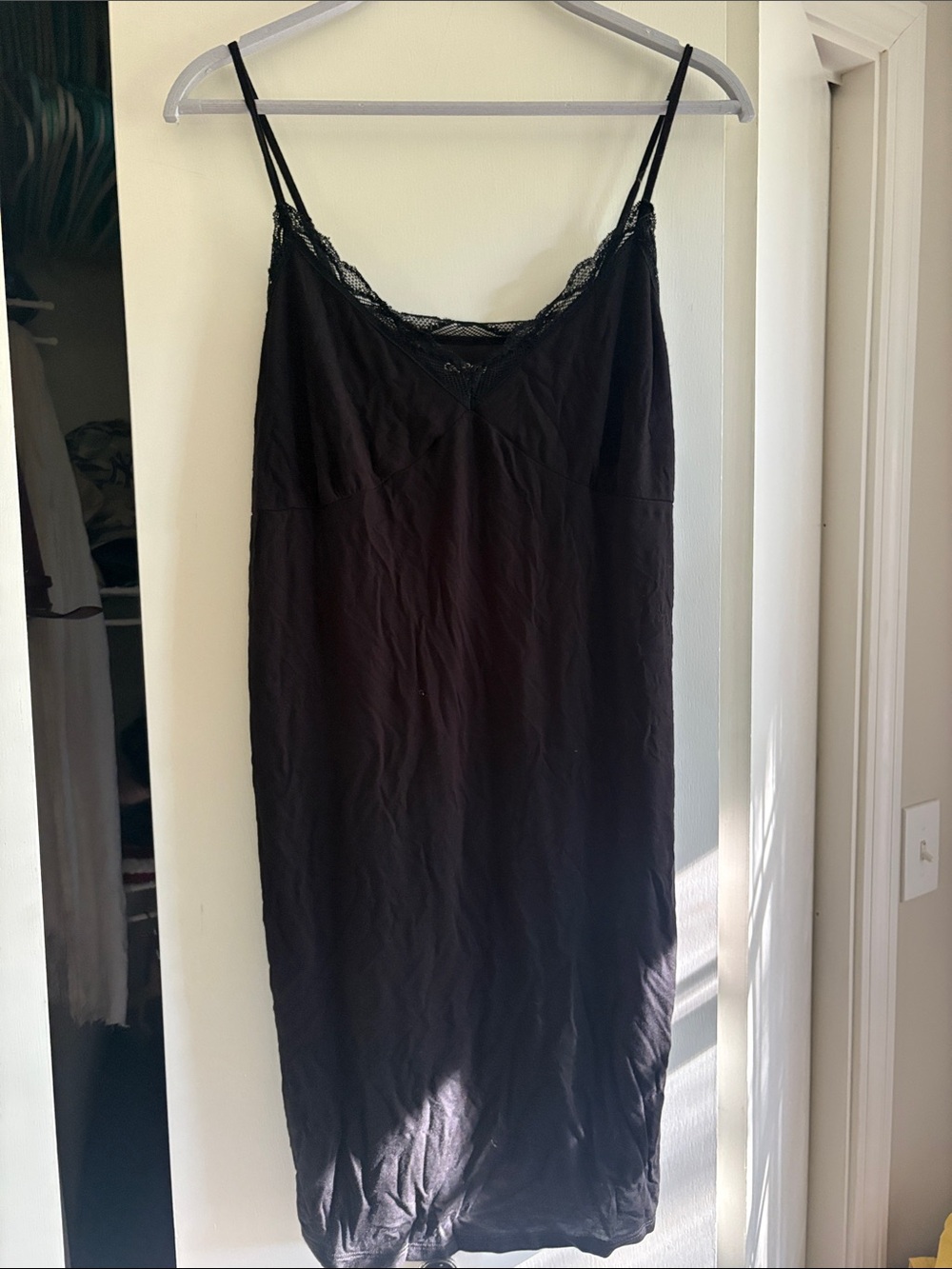 GAP Black Lace-Trim Slip Nightgown